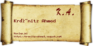 Kránitz Ahmed névjegykártya